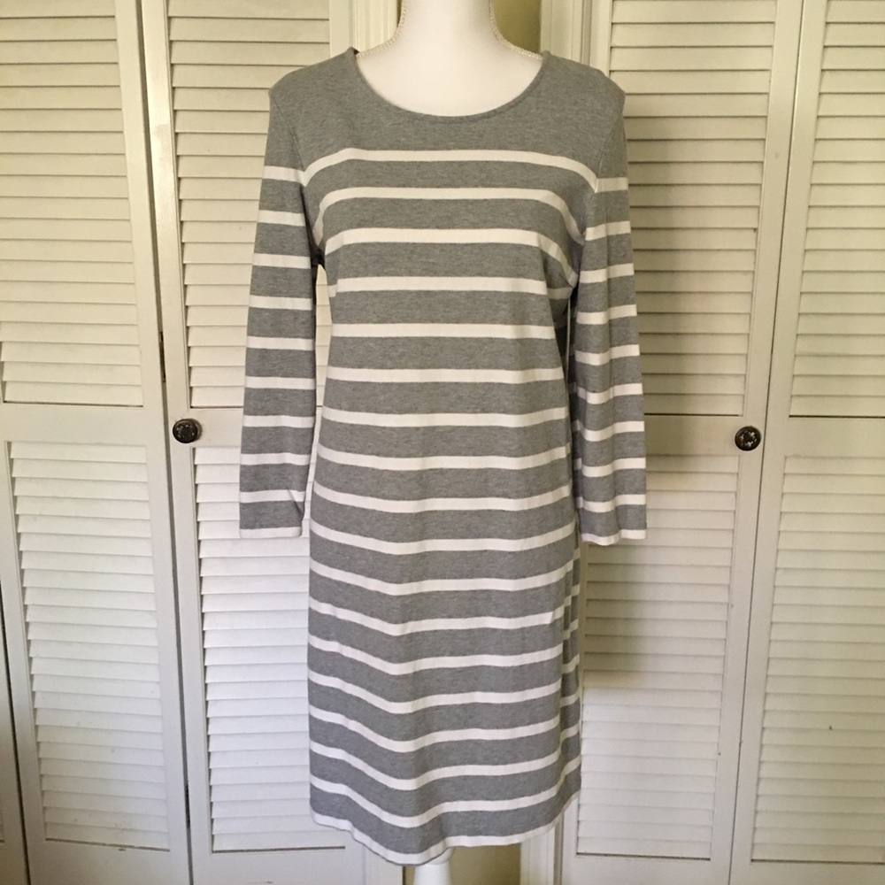 Old Navy Grey Striped Cotton Dress